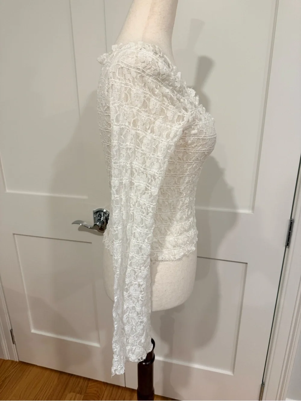 Free People Madison White Sheer Lace Cropped Cardigan